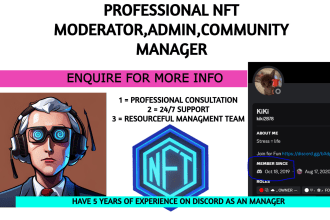be your nft discord moderator, admin and manager