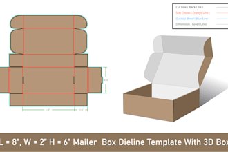 create professional box dieline template, packaging design and 3d mockup