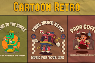 create a unique and cute retro cartoon mascot design