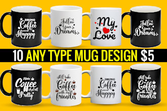 do typography custom coffee mug  design