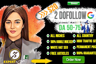 give 2 dofollow guest posts on da 50 to 92
