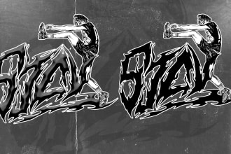 illustration,logo and mockup for hardcore,metal,punk or rock