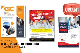 design an amazing flyer, poster, or brochure in an urgent basis
