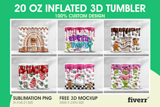 do inflated 3d skinny tumbler design 20,30 oz 3d free mockup