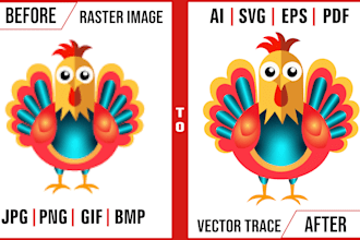 manually do logo vector trace, image vectorization, raster to vector your design