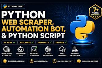 build a python web scraper, automation bot, and custom script