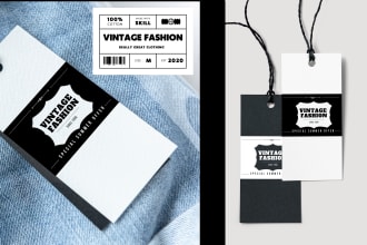 design clothing label, hang tag, neck label within 4 hours
