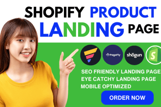 create shopify product landing page with pagefly or gempages