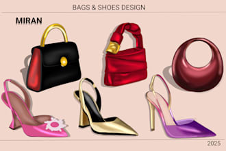 draw detailed bags, shoes and accessories illustrations