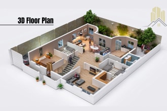 create 3d floor plan design, interior design rendering