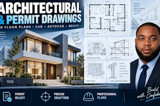 create architectural drawings, 2d floor plans, cad and permit drawings