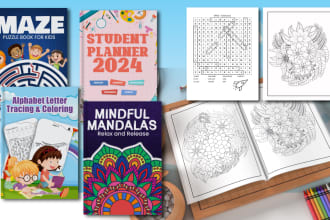 design kids coloring books, activity books and book cover for amazon KDP