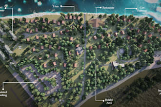 create a concept and 3d render of site plan, housing complex, urban development