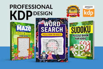 do sudoku word search maze puzzle book cover and interior for amazon kdp