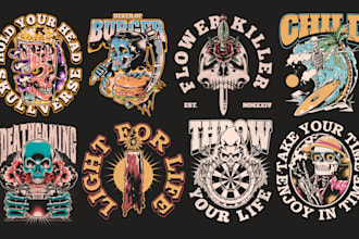 draw retro vintage skull illustration for t shirt design