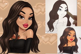 draw cartoon portrait in bratz doll style