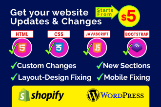 make changes, design fixes, new sections to HTML CSS website