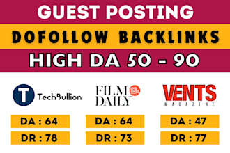 guest post on ventsmagazine, filmdaily, techbullion with dofollow seo backlinks