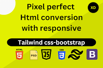 convert psd to html, figma to html, psd to bootstrap