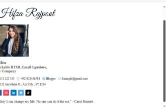 design a clickable HTML email signature