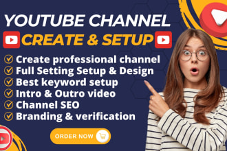 create and setup youtube channel with logo, banner, intro