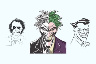 prepare black and white line art illustration for you