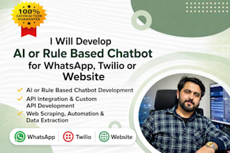 develop ai or rule based chatbot for whatsapp, twilio or website