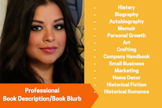 write your non fiction, fiction book blurb or description
