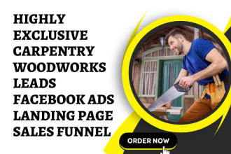 design carpentry website, woodwork landing page leads sales funnel