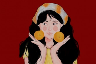 draw a unique stylized half body character illustration