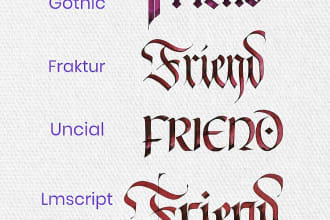 write your name, logo in different calligraphy styles