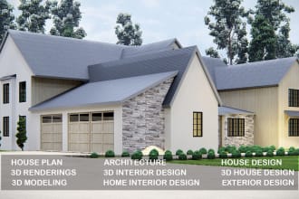 create exterior house plans,3d modeling home design, interior 3d rendering