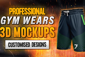 design custom premium quality gym wear 3d mockup merchandise apparel design
