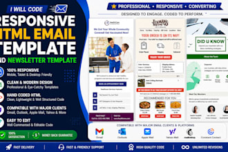 code responsive HTML email template and newsletter