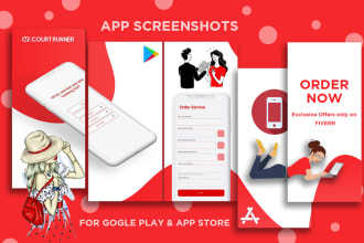 do app screenshots design for app store, play store IOS, andriod