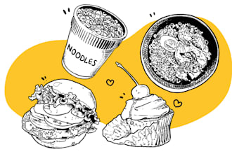draw cute food line art minimalist style