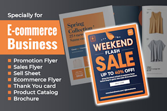 design product flyer, thank you card, packaging insert, ecommerce catalog pdf