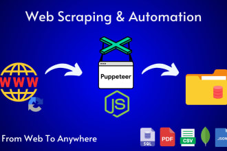 scrape web or build bots using puppeteer, cheerio in node js