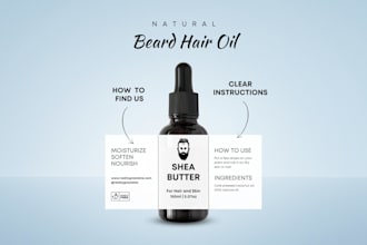 do beard hair oil label, box packaging, bottle design