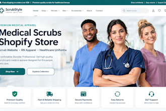 build medical scrubs shopify store, scrub website rn apparel store, medical wear