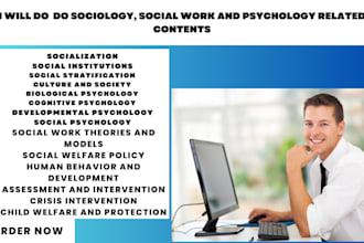 do sociology, social work and psychology related content