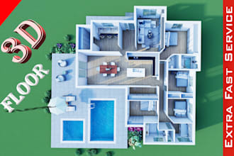 give beautiful 3d floor plan render or isometric  view from your floor plan