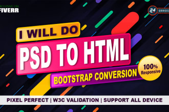 convert PSD to HTML xd to HTML figma to HTML with responsive design by bootstrap