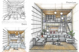 draw interior design illustrations for new projects
