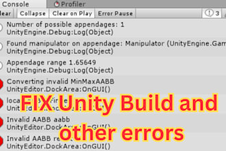 fix unity bugs and errors in game development unity , fix any bug