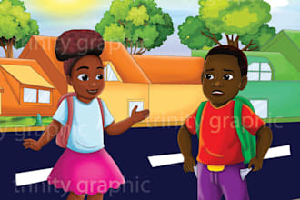draw african american children book illustration and children book illustration