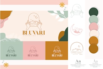 design feminine logo, branding and social media kit