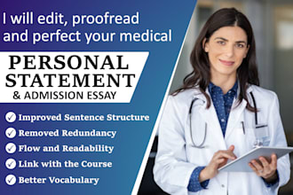 edit your medical university personal statement, scholarship, or admission essay