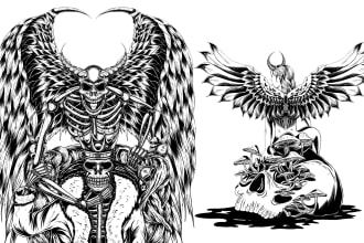 do cool hand drawn black and white ink illustrations