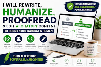 do rewrite, humanise proofread chatgpt ai content articles